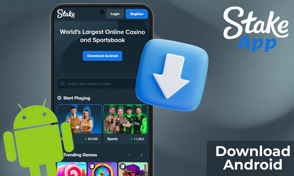 Instructions for downloading the Stake app on Android